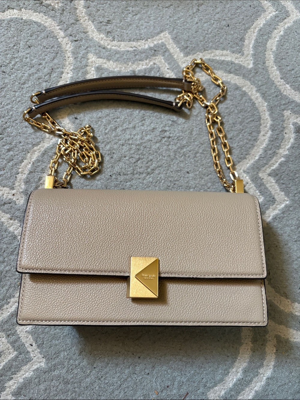 kate spade Taupe Leather Crossbody with Gold Chain